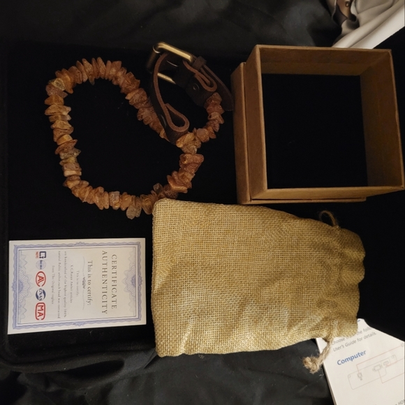 Baltic amber dog cat pet collar leather handmade - Picture 2 of 8